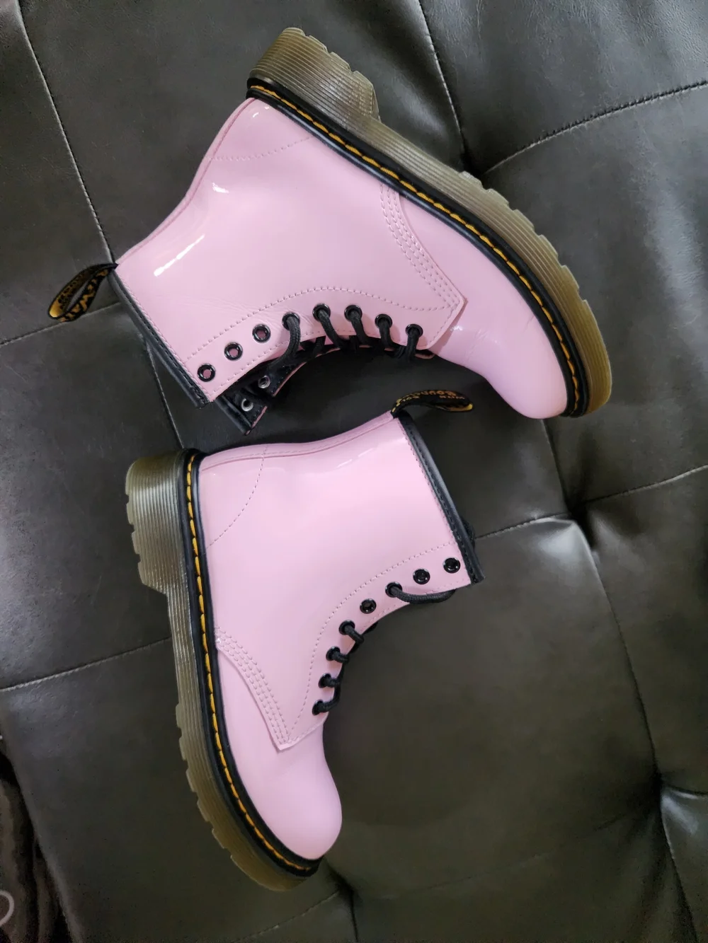 Dr. Martens Pink Patent Lace-Up Kids Boots Size 1 Youth